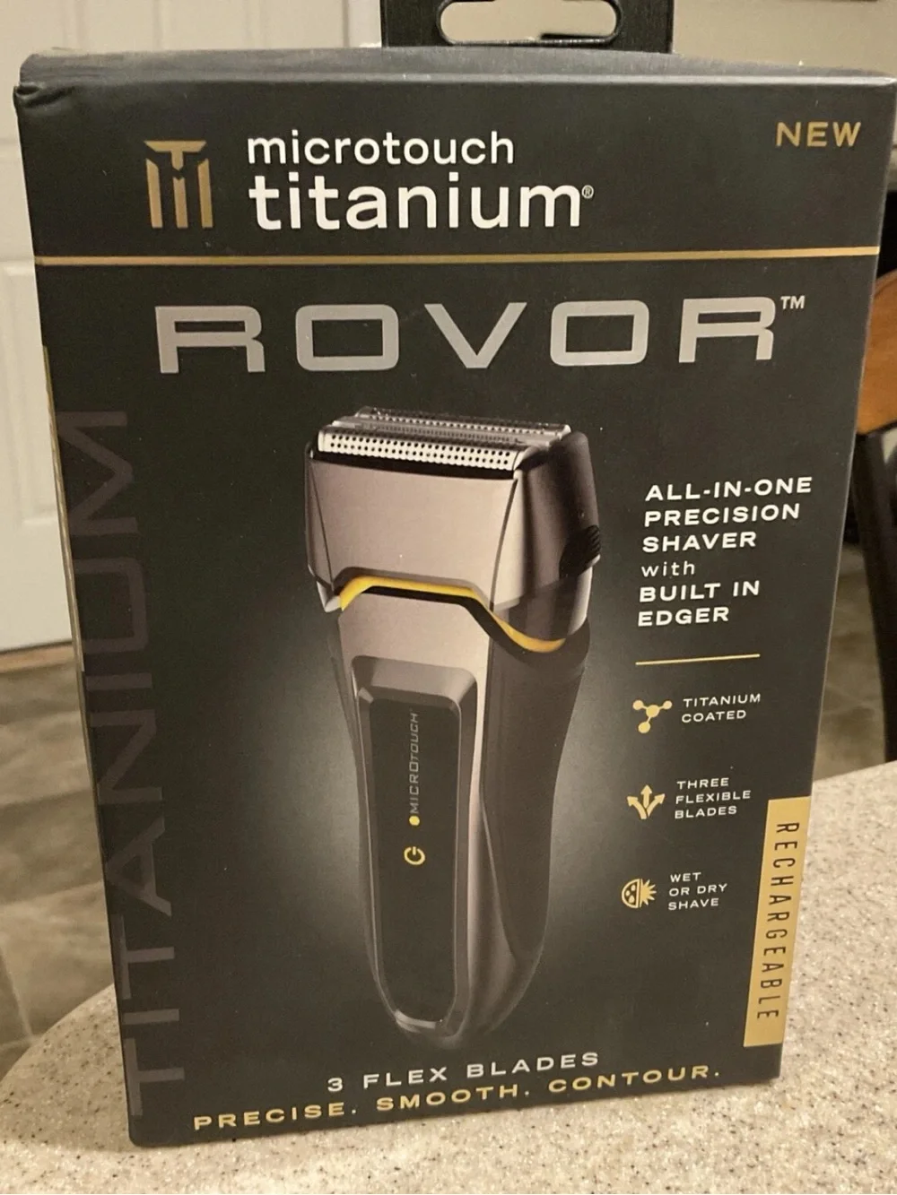 Microtouch Titanium ROVOR Rechargable Wet/Dry Shaver Flex Blade Systgem NEW